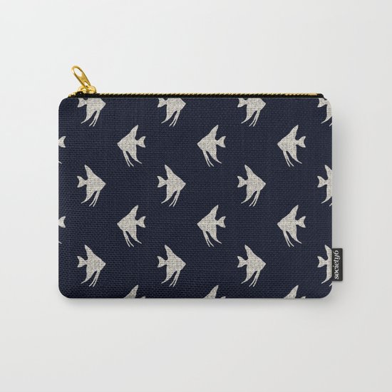 Navy blue maritime sea fish pattern Carry-All Pouch