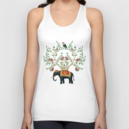 Chinoiserie Indian Elephant & Monkey Exotic Floral Unisex Tank Top