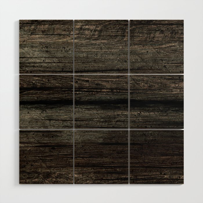 Grunge dark wood board Wood Wall Art