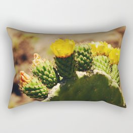 Yellow cactus flower | Prickly pear nopal in the desert | Opuntia humifusa Rectangular Pillow