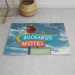 Buckaroo Motel Route 66 Vintage Neon Sign Nostalgia Area & Throw Rug