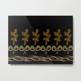 Muster Drachen - metallisch Metal Print | Digital, Collage, Pattern, Muster, Drachen, Metallisch 