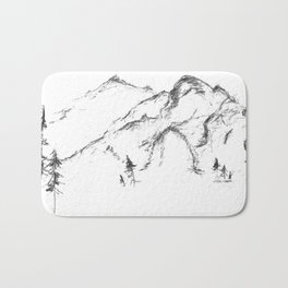 Mountain Landscape//Sketch Bath Mat | Mountainrange, Drawing, Pinetrees, Pencil, Peaks, Mountains, Sketch, Shading 