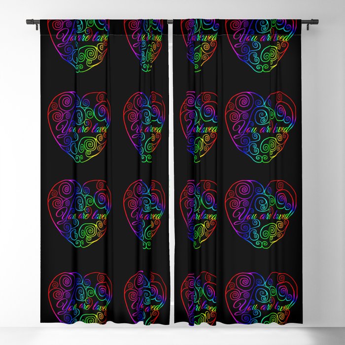 Rainbow You are Loved Heart Blackout Curtain