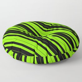 [ Thumbnail: Green & Black Colored Striped/Lined Pattern Floor Pillow ]