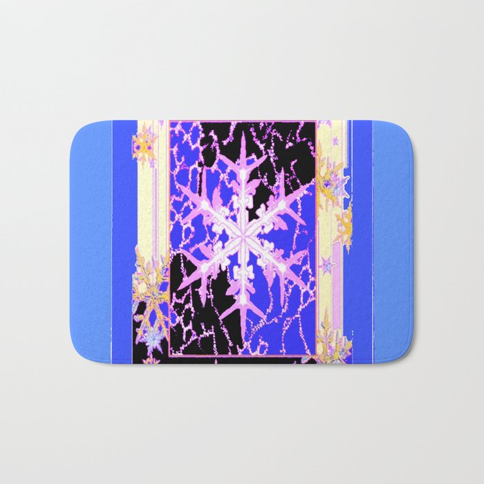 "Frozen" Blue Snowflake Pattern Art Bath Mat