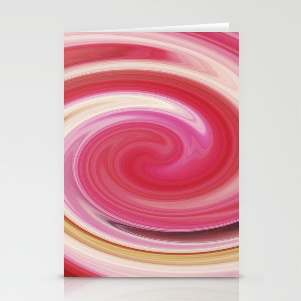 Pink, Red, White Abstract Hurricane Shape Design Stationery Cards