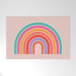 Retro Rainbow Print Modern Abstract Rainbow Welcome Mat