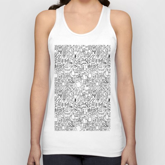 Infinity Robots Black & White Unisex Tank Top