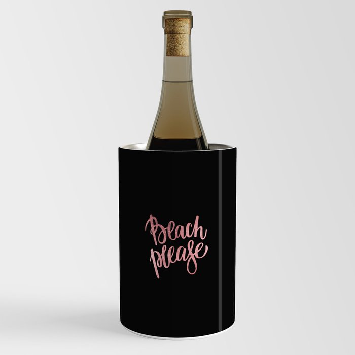 Elegant black faux rose pink modern typography Wine Chiller