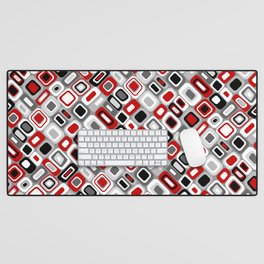 Diagonal Mid Century Modern Squares and Rectangles // Red, Gray Black, White Desk Mat