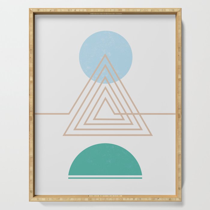 Abstraction_NEW_TRIANGLE_MOUNTAINS_SUN_POP_ART_0207A Serving Tray