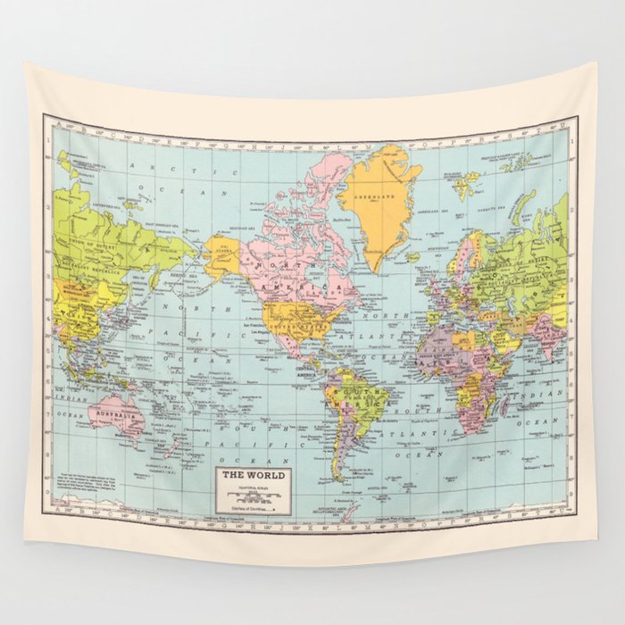 Society6 world map tapestry shop