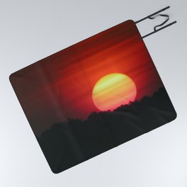 Dramatic Sunset over the Forest Picnic Blanket
