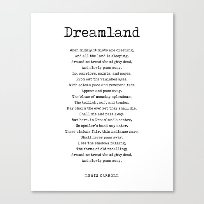 Dreamland - Lewis Carroll Poem - Literature - Typewriter Print 1 Canvas Print