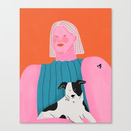 Girl and Dog Canvas Print