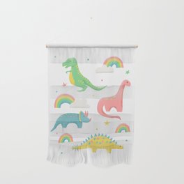Dinosaurs + Rainbows in Pink Wall Hanging