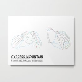 Cypress Mountain, BC, Canada - Minimalist Trail Art Metal Print | Abstract, Illustration, Graphic Design, Vector 
