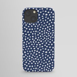 Navy Blue and White Polka Dot Pattern iPhone Case