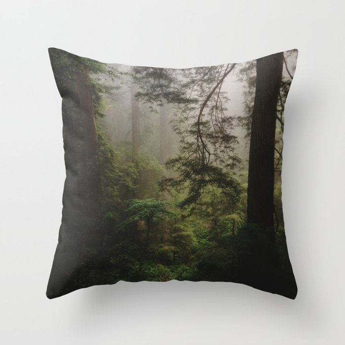Foggy Forest Throw Pillow
