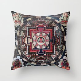 Buddhist Mandala Painting Tibetan Thangka Throw Pillow