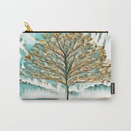 Tree in Gold and Teal Carry-All Pouch