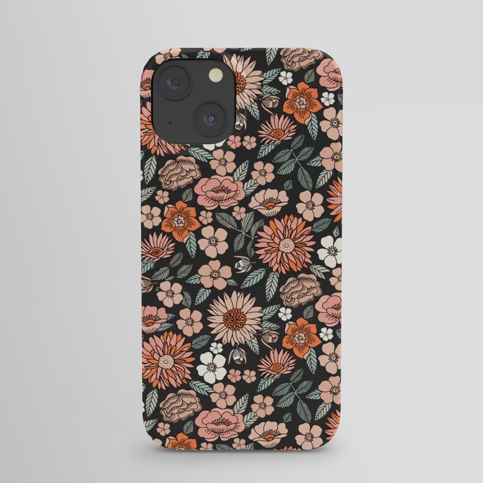 70s flowers - 70s, retro, spring, floral, florals, floral pattern, retro flowers, boho, hippie, earthy, muted iPhone Case