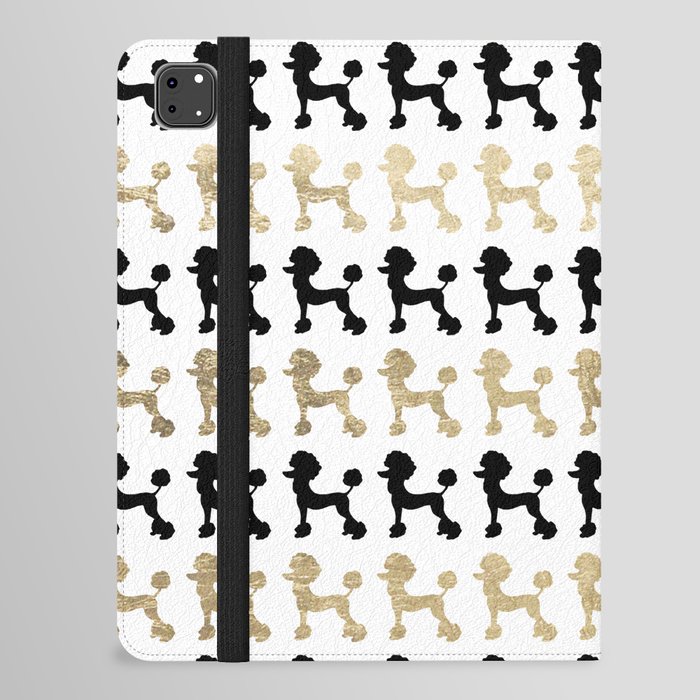 Elegant trendy black gold cute poodle dogs pattern iPad Folio Case