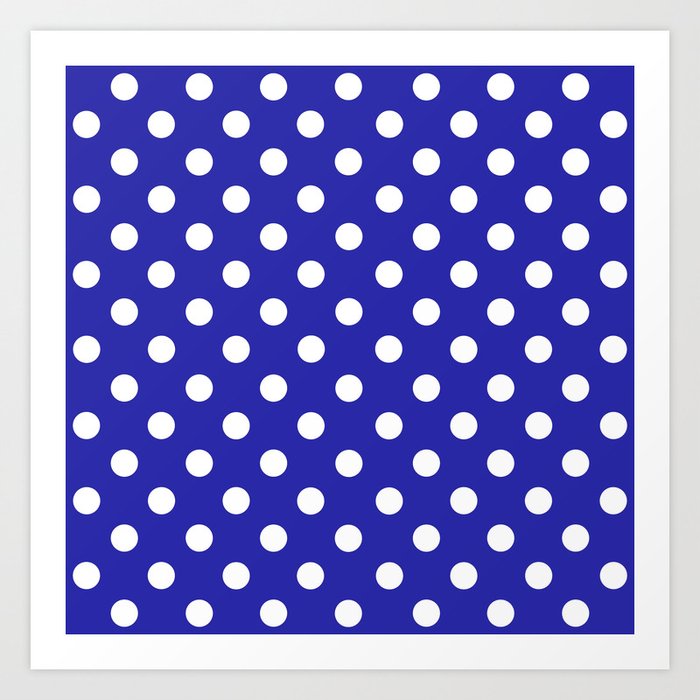 Polka Dots (White & Navy Pattern) Art Print