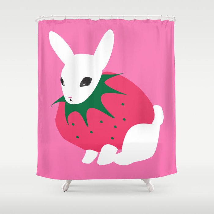 Strawberry Bunny Shower Curtain