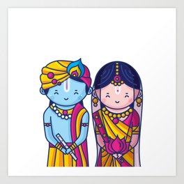 Cute Radha Krishna Art Print