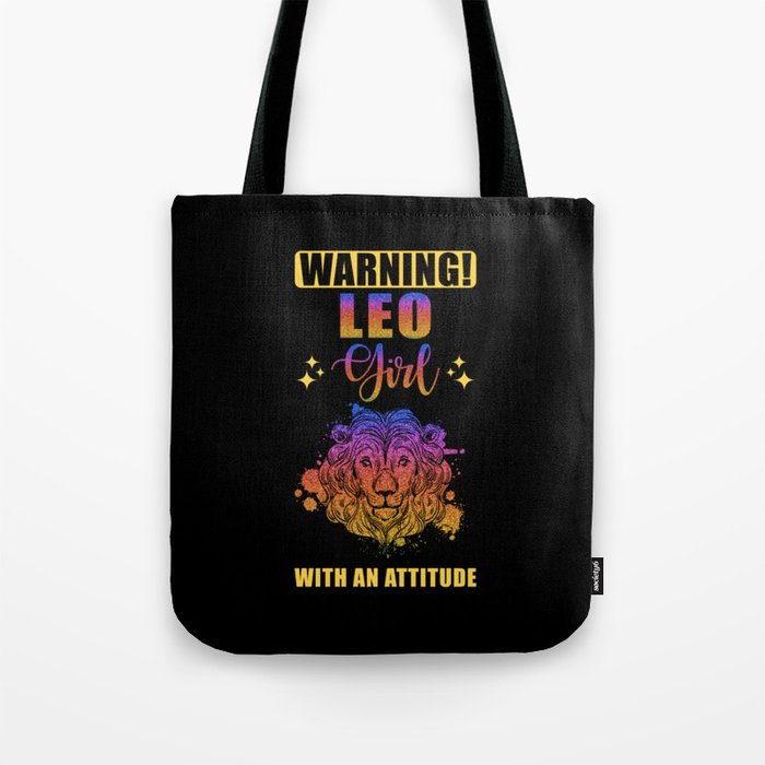 Warning Leo Girl with Attitude Tote Bag