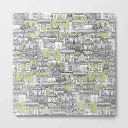 Paris toile eau de nil Metal Print | Green, Architecture, Pattern, Drawing, Architectural, Black and White, Landscape, France, Paris, Eiffeltower 