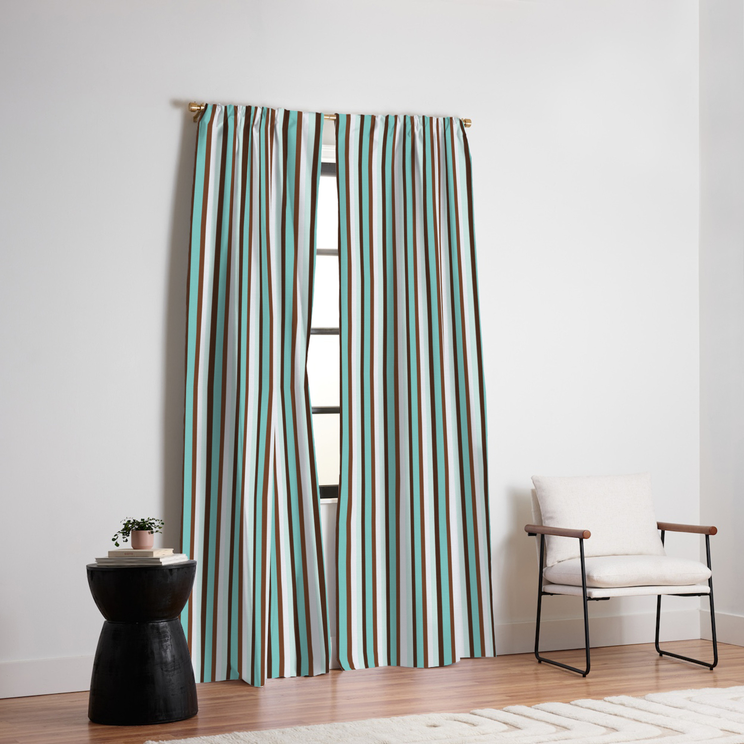 Chocolate And Mint Vertical Stripes In Pretty Tints Of Teal And