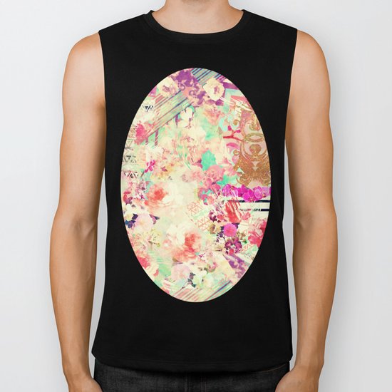 Flowers Mix Vintage Patchwork Biker Tank