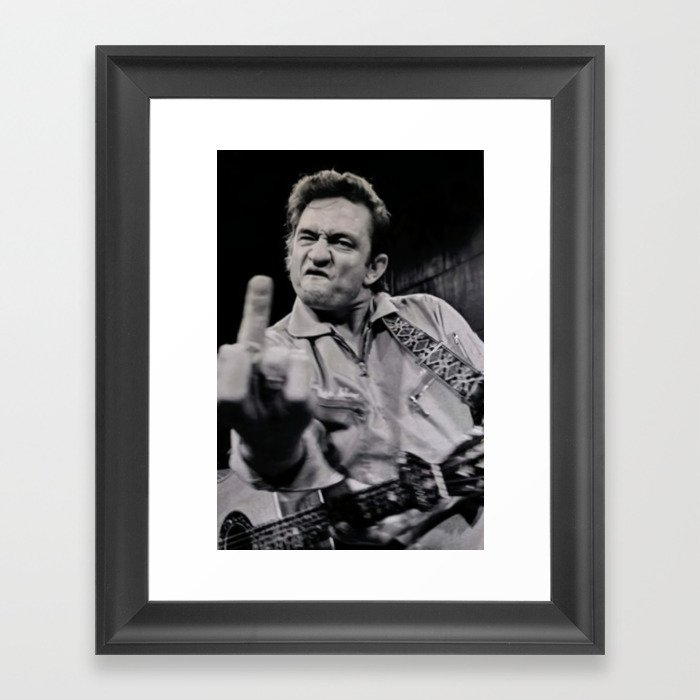 Johnny#Cash Flipping the Bird Premium Paper Poster Framed Art Print