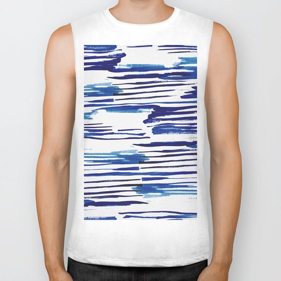 Shibori Paint Vivid Indigo Blue and White Biker Tank