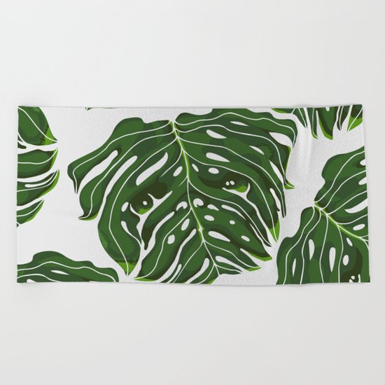 Monstera Pug Beach Towel
