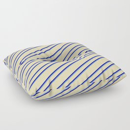 [ Thumbnail: Tan, Blue, and Cornflower Blue Colored Lines Pattern Floor Pillow ]