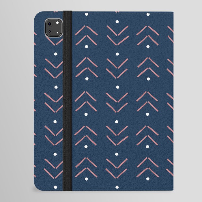 Arrow Geometric Pattern 17 in Navy Blue Mauve iPad Folio Case