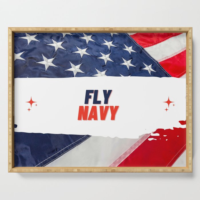 A well-design logo of "Fly Navy" Serving Tray