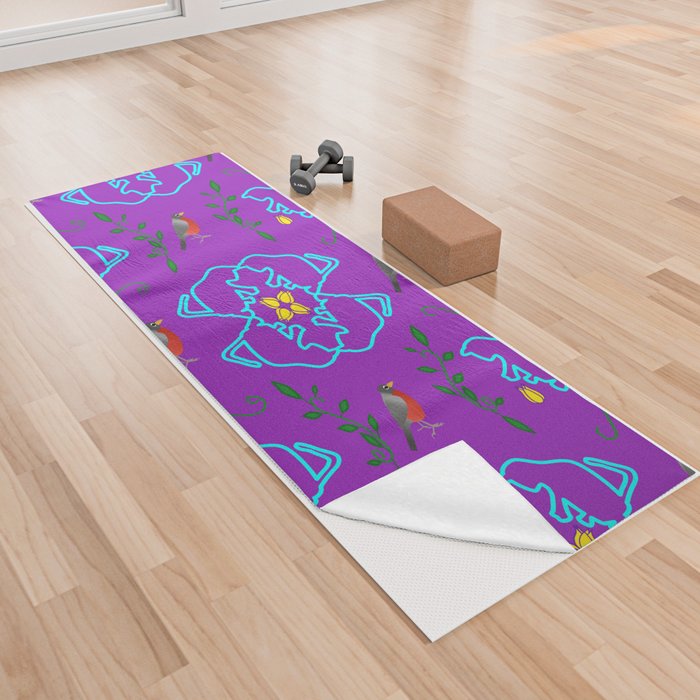 Curious Cat on Purple Yoga Towel