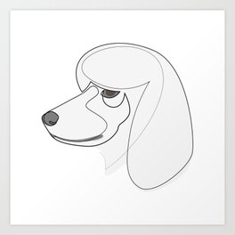 White French Poodle - one line drawing Art Print