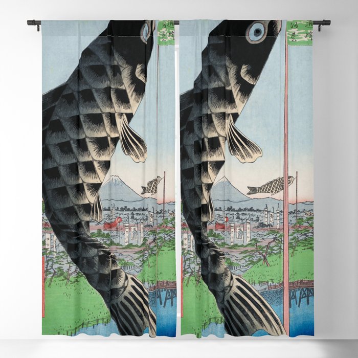 Carp Banners Vintage Ukiyo-e Japanese Art Blackout Curtain