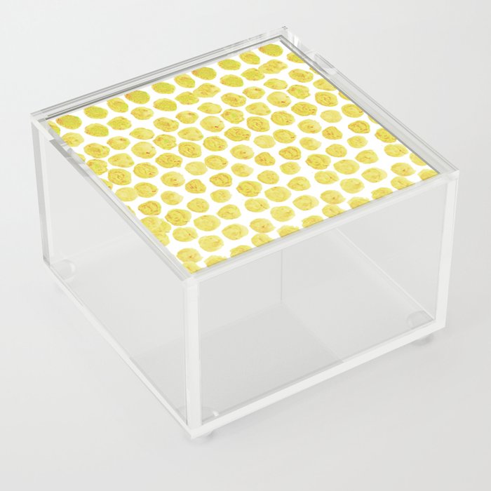 Yellow Watercolor Polka Dots Acrylic Box