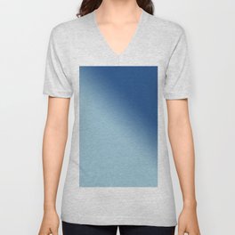 Classic Blue And Aquamarine Blue Gradient Background Ombre Abstract V Neck T Shirt