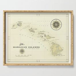 Hawaiian Islands [vintage inspired] map print Serving Tray