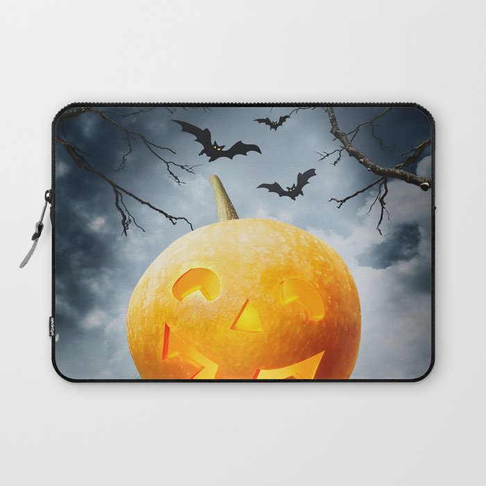 Halloween Pumpkin on Field Laptop Sleeve