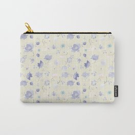 Pastel Watercolor Flowers on yellow background Carry-All Pouch