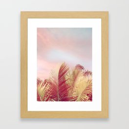 Pink Palms in the Breeze Framed Art Print